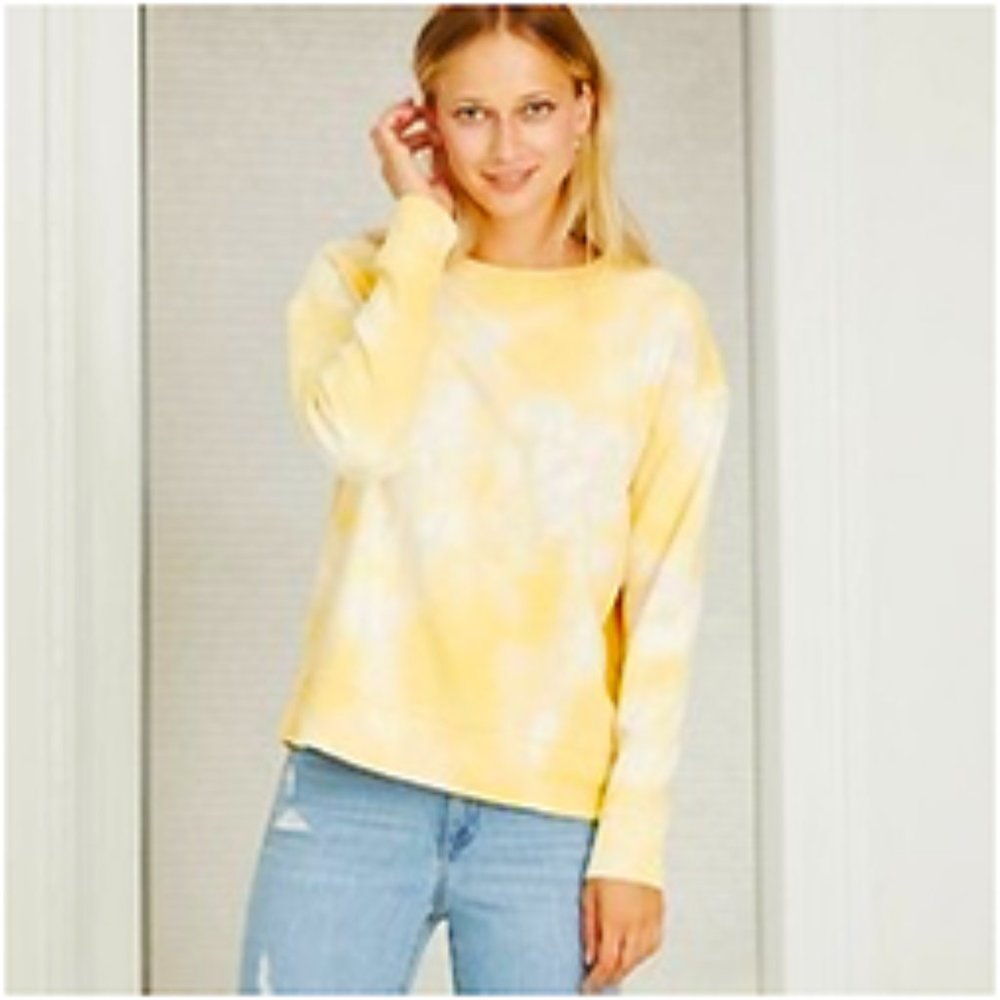 Universal Thread Women's Yellow Mustered Tie Dye Sweatshirt Top Size L N…